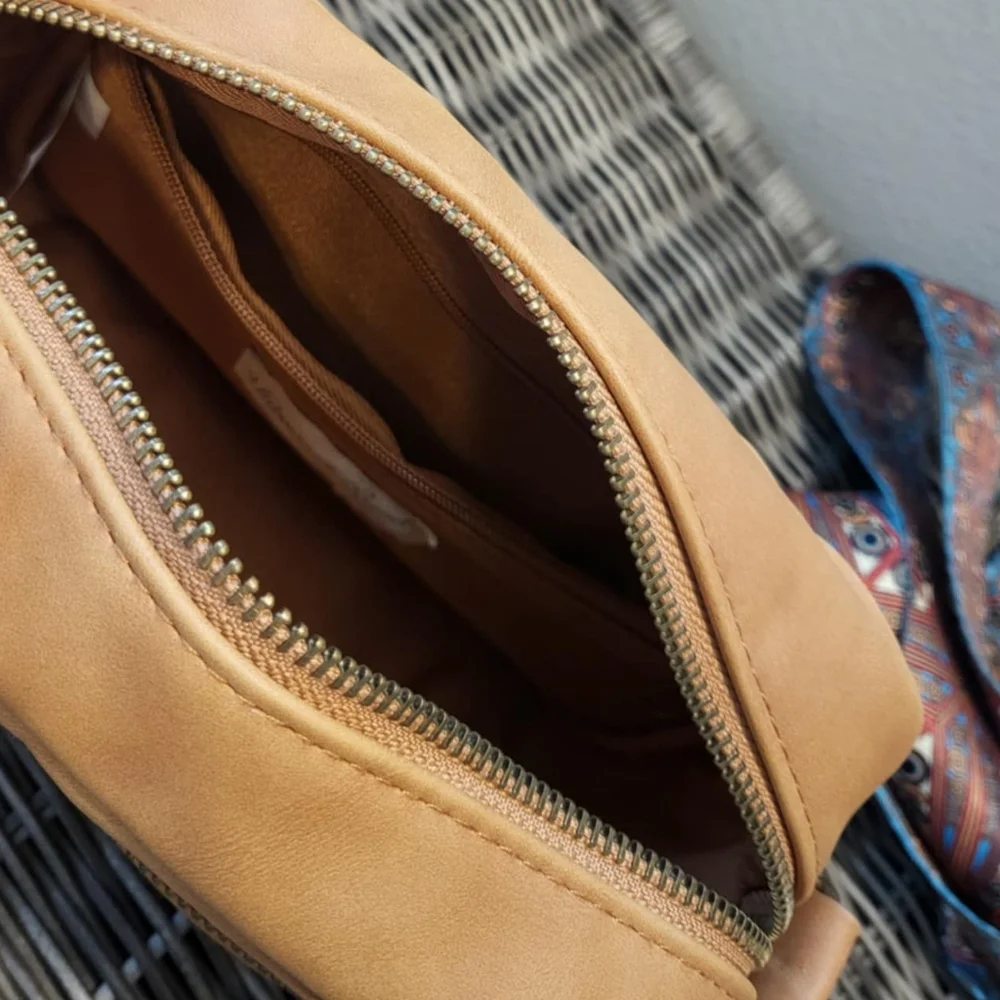 Camera Bag Style Purse Guitar Crossbody Strap Soft Faux Leather Preppy Neutral